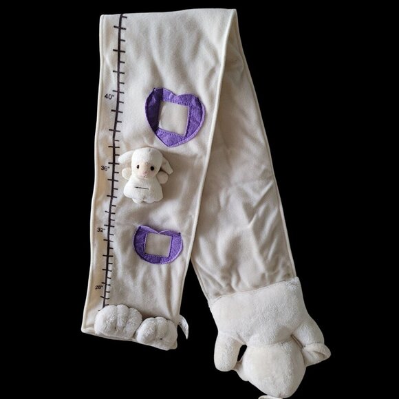 FIESTA Plush Lamb Growth Chart "I'll Grow With Jesus" Embroidery Cream & Purple - Picture 6 of 10